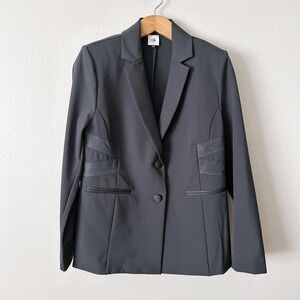 CAbi Keynote Black Blazer Double Button Tuxedo Satin Stripe Jacket Women Size‎ 8